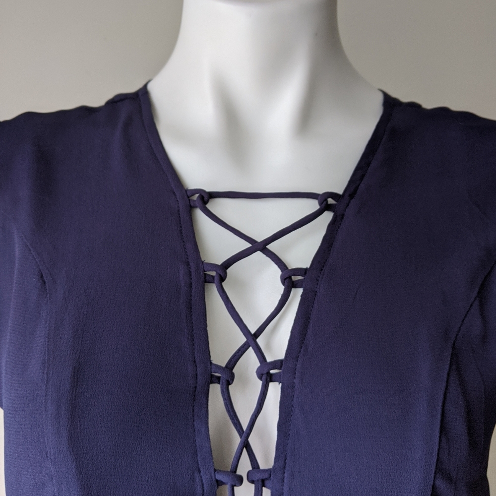 REVOLVE Privacy Please Phillips Lace Up Mini Dress in Navy, M NWT - Picture 6 of 8